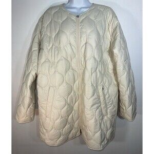 ATHLETA Alight Quilted Puffer Coat Jacket Two-Way Zipper Bone Women Large